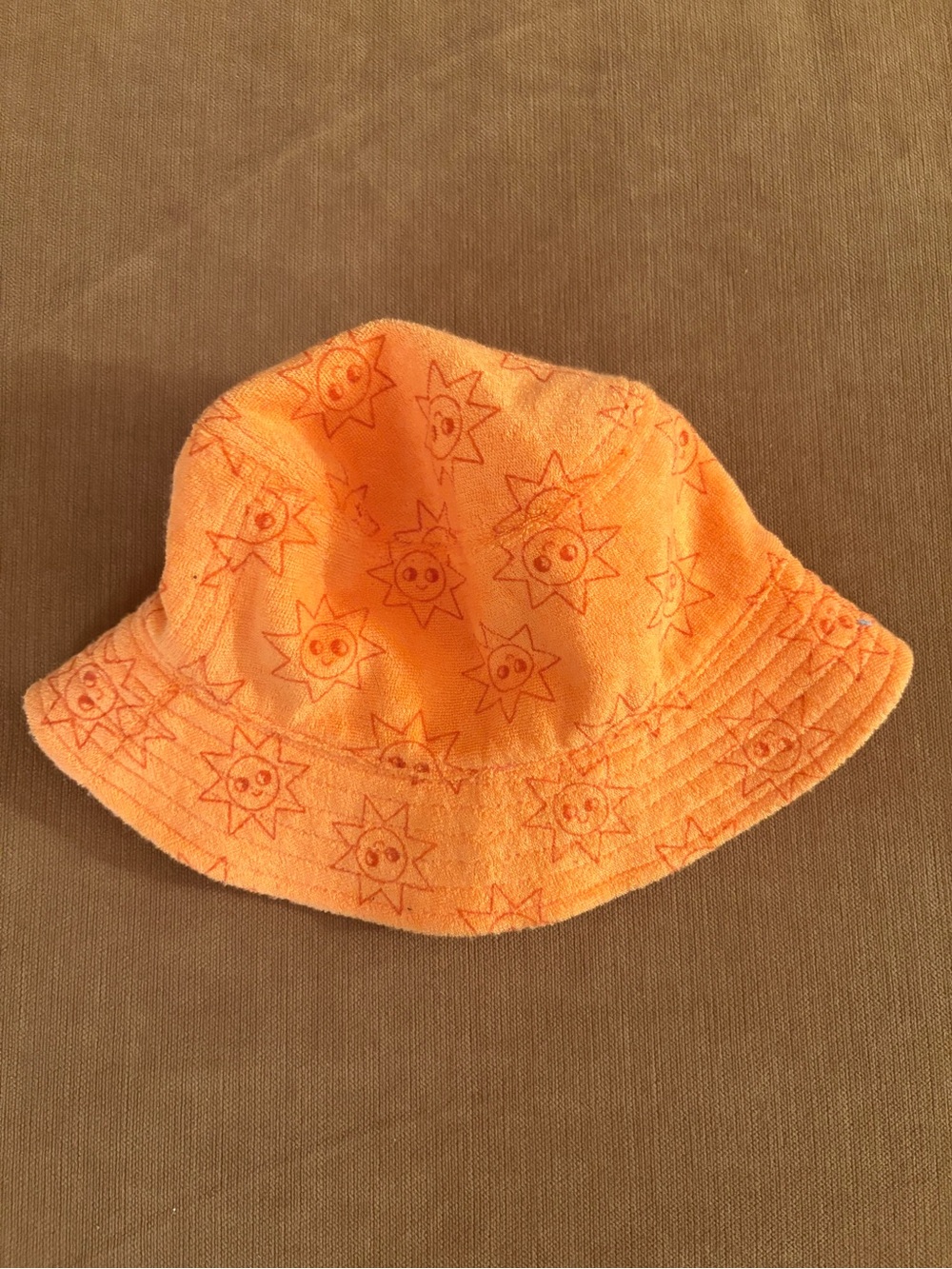 Infant sunny  Orange Smiley Sun Terry Bucket Hat